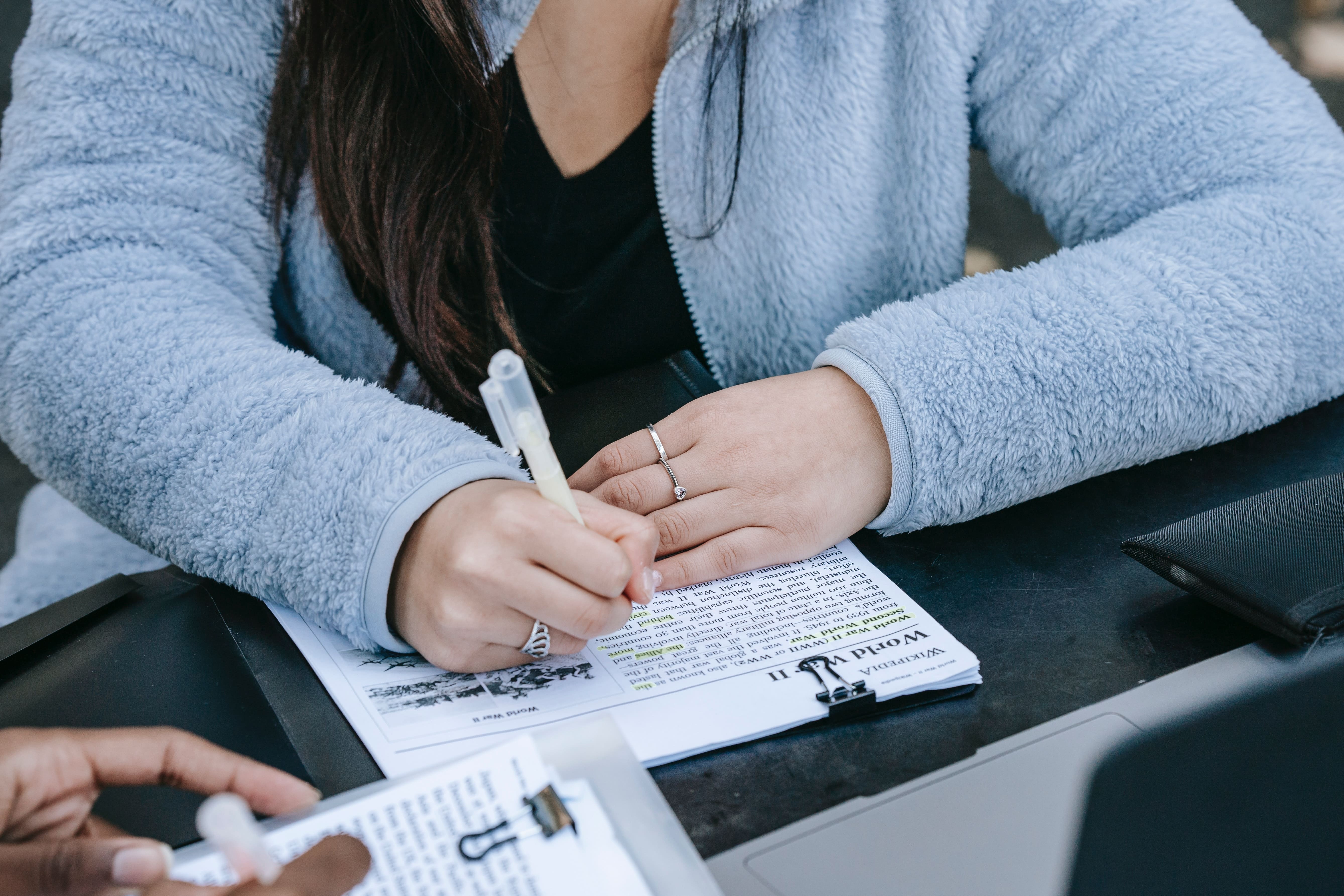 a student doing a research